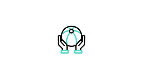 Animated Flat Design Icon: Hands Holding Ball