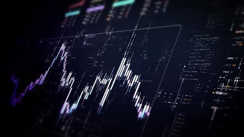 Futuristic Digital Financial Data Graph Analysis Animation