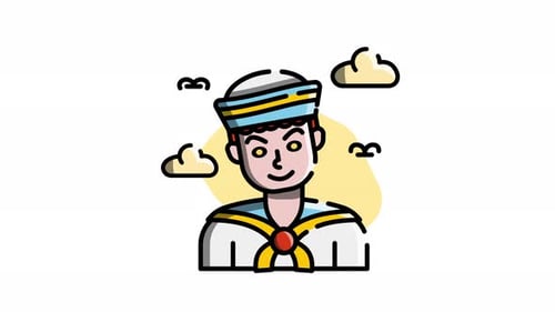 Animated Sailor Character Icon Loop