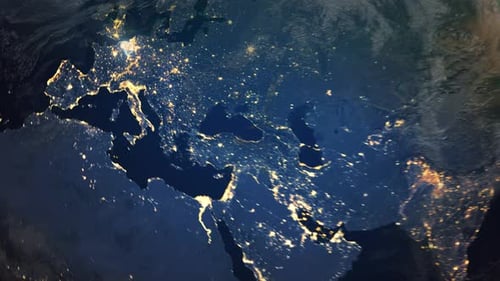 Realistic Earth Orbit and Zoom Glowing Borders Belgium