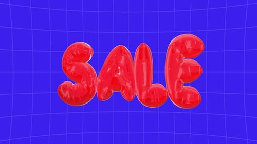 Red Inflatable Sale Text Bounces on Grid Background