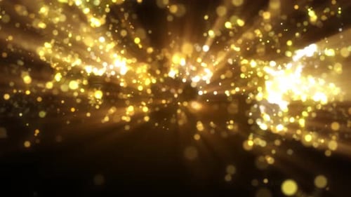 Shimmering Golden Particles Light Rays Celebration Background
