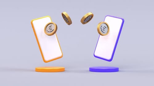 Digital Payment: Euro Coins Transferring Between Mobile Phones