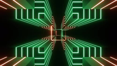 Turquoise And Peach Neon Squares Cyberspace Background Vj Loop In 4K