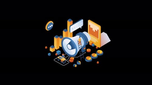 Isometric Business Marketing and Data Analysis Animation
