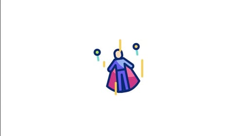 Animated Flat Design Icon of Person Flying Up