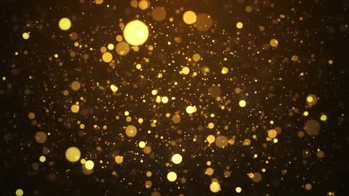 Golden Particles Floating Sparkling Overlay Background