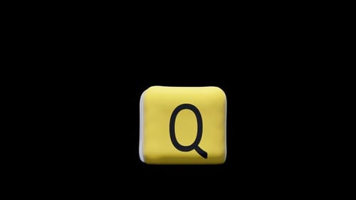simulation of a rubber letter "Q" followed by an explosion. has an alpha channel
