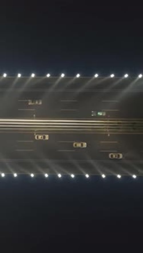 Bridge in Guangzhou City and Car Traffic at Night Guangdong China Aerial View Vertical Video