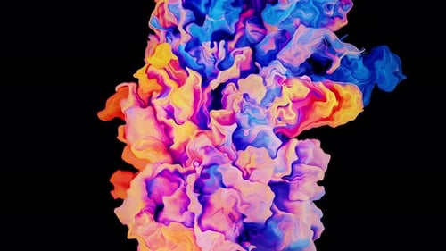 Colorful Ink Particles Creating a Multicolored Cloud That Sparkles and Shimmers in Slow Motion