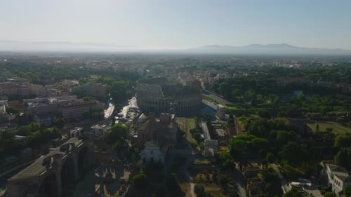 Aerial View of Rome and the Colosseum