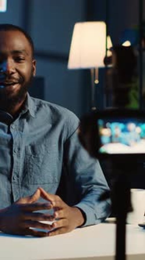 Vertical Video Influencer Records Video in Studio