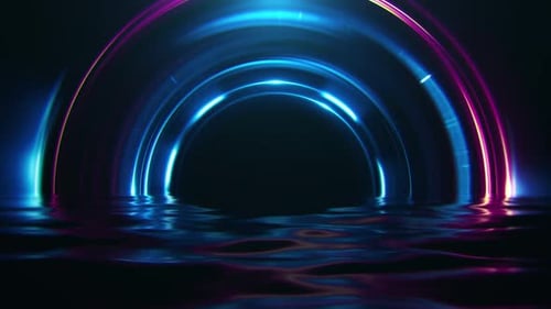 Bunter abstrakter Neonhintergrund. Radiale futuristische Bewegungstextur mit hellblauem Schimmer