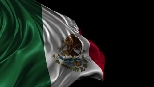 Dynamic Realistic Waving Mexican Flag with Alpha Channel