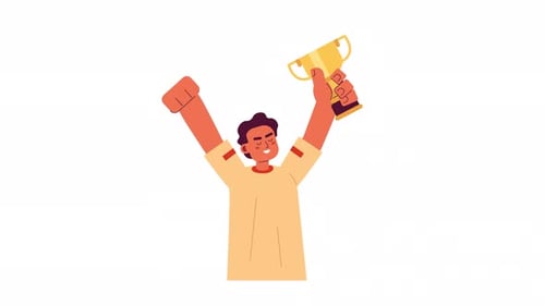 Award winning middle eastern athlete man 2D character animation