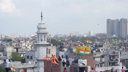 Indian people celebrating Independence day with their families