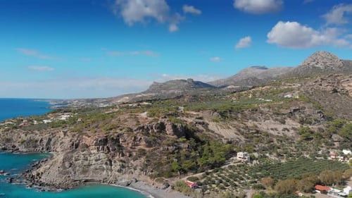 Mountain landscape and Greek Island