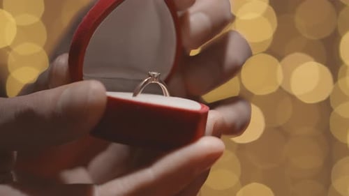 Close Up of Engagement Ring in Heart Box
