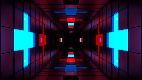 Red And Blue Neon Plus Tunnel Background Vj Loop In 4K
