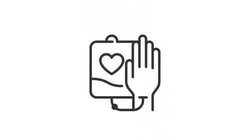 Blood Donation Hand and Bag Line Icon Animation
