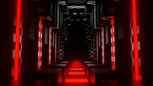 Black And Red And White Geometric Shapes Indoors Background Vj Loop In 4K