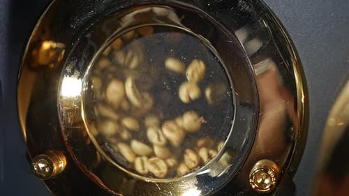 Coffee Beans Roasting in Industrial Drum
