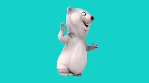 Fun 3d cartoon bear waving (with alpha channel)