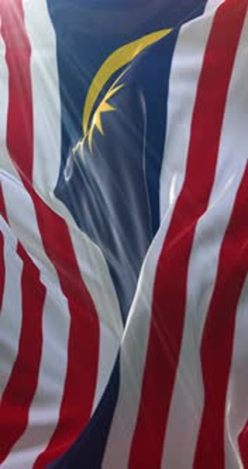 Realistic Waving Malaysian Flag Vertical Loop