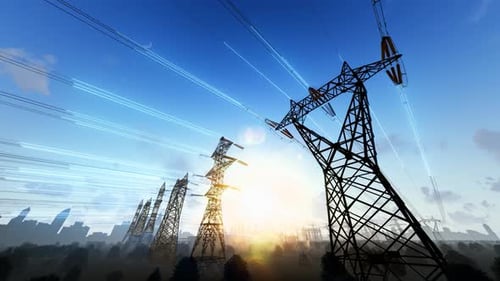 High Voltage Power Line Tower Current Transmission