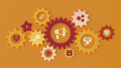 Affiliate Marketing cogwheel loopable animation with icons