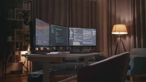 The Desktop Computer's Monitor Showing Script Creating Software Engineer Developing App, Program