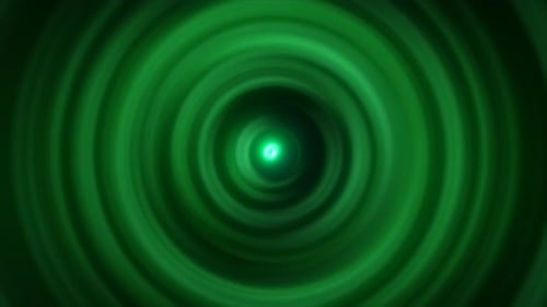 Abstrakter Hintergrund eines hellgrünen, leuchtenden Energiemagie-Radials aus Spiraltunneln