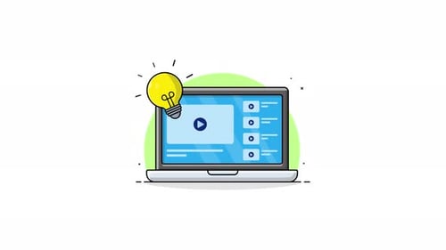 Ordenador 4K con bombilla Idea. Vídeo: Idea Generate Concept Animation Video