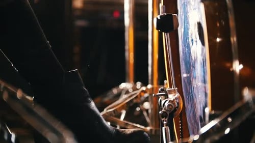 Repetition Girl Actively Playing on Wet Drums Water Splash Kick