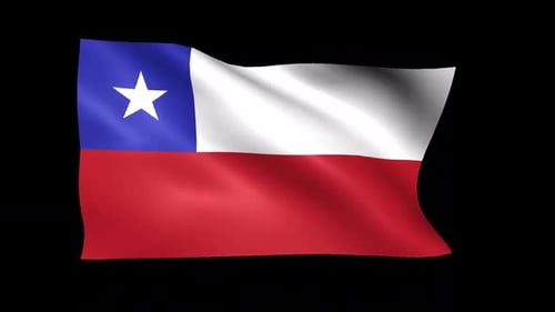 Seamless Loop of Waving Chilean Flag on Black Background