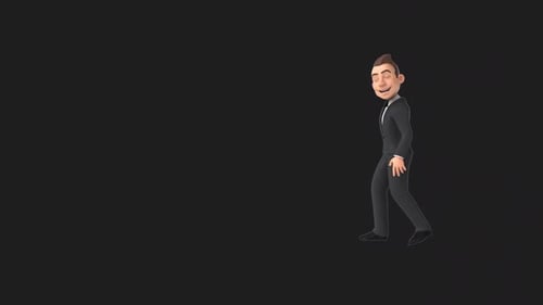 Fun 3D cartoon business man talking (with alpha channel)