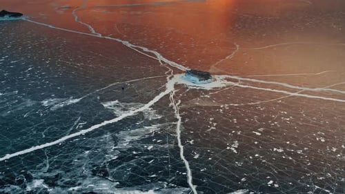 Breathtaking And Aerial View Of Frozen Lake Baikal