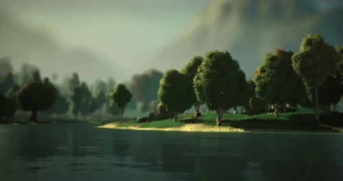 Scenic Lakeside View with Trees and Mountains in the Background During Daylight