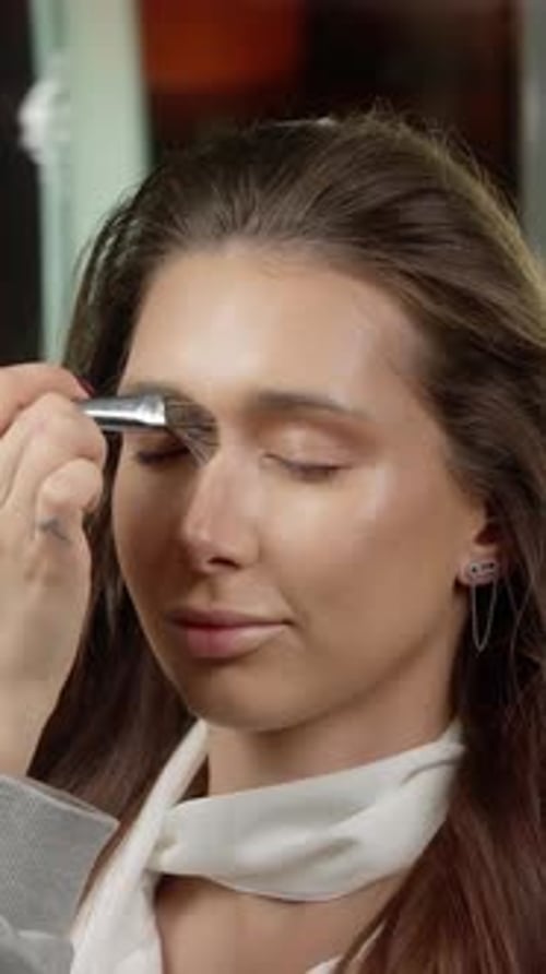 Woman Model Having Makeup Applied