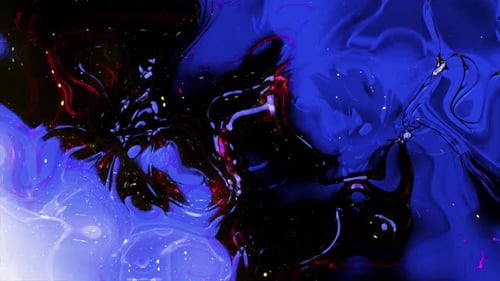 Vibrant Abstract Fluid Motion with Cosmic Particles