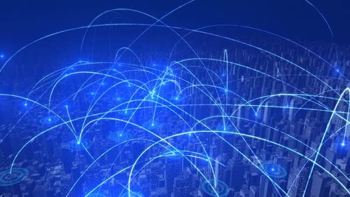 Technological City And 5g Network Signal Transmission Network