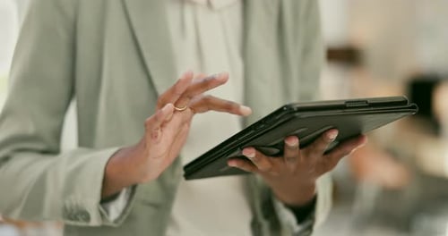 Woman Using Tablet in Office Workplace
