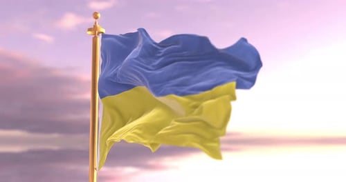 Waving Ukraine Flag with Realistic Cloth Dynamics