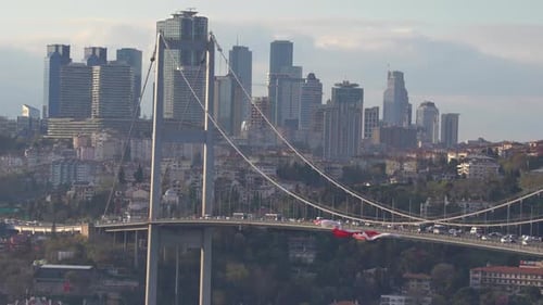 Bosphorus bridge view with skyline in the background