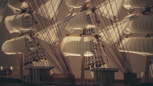Scale Model of Classic Sailing Ship Close Up