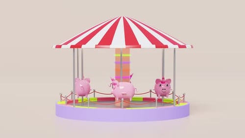 Cute Animated Unicorn Pig Carousel Loop