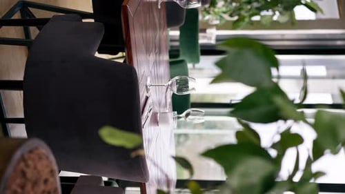 vertical video luxury restaurant interior with glass glasses on tables hospitality service concept