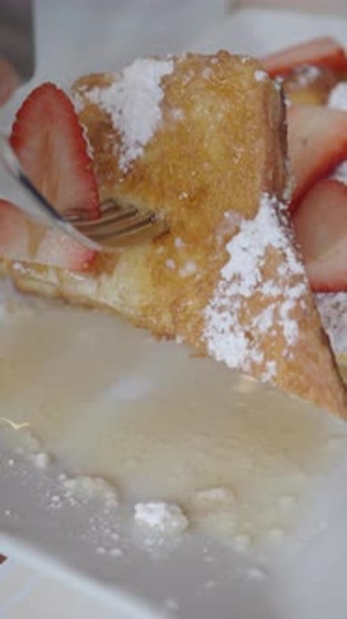 French Toast with Strawberries on a Plate