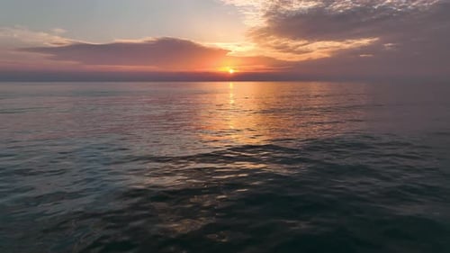 Cloudy Sunset at Sea Turkey Alanya 4 K Aerial View