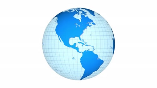 Animated Rotating Blue Globe with Grid Background